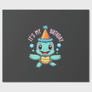 It's My Birthday Cute Sea Turtle Ocean Birthday Pa Wrapping Paper