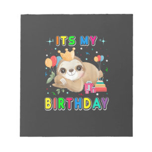 Its My Birthday Cute Sloth Birthday Party Costumes Notepad