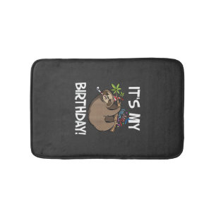 It's My Birthday Cute Sloth Party Outfit T-Shirt Bath Mat