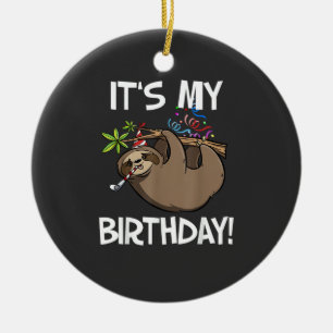 It's My Birthday Cute Sloth Party Outfit T-Shirt Ceramic Ornament