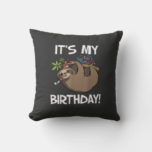 It's My Birthday Cute Sloth Party Outfit T-Shirt Cushion