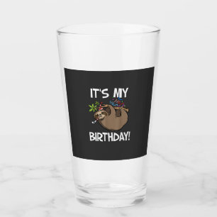 It's My Birthday Cute Sloth Party Outfit T-Shirt Glass