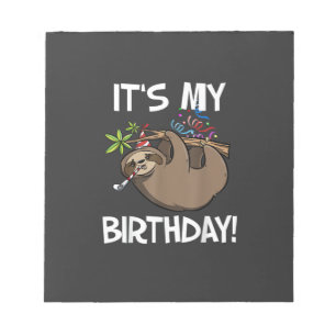 It's My Birthday Cute Sloth Party Outfit T-Shirt Notepad