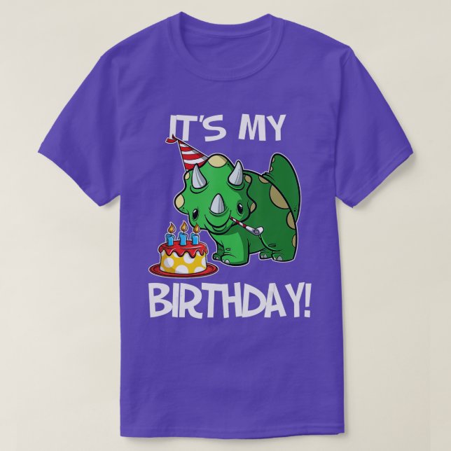 Its My Birthday Dinosaur Triceratops Gift  T-Shirt (Design Front)