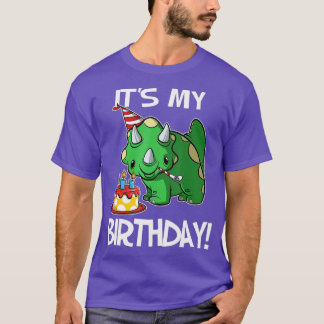 Its My Birthday Dinosaur Triceratops Gift T-Shirt