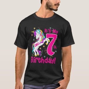 Its My Birthday Girl Kids OMG 7Th Unicorn T-Shirt