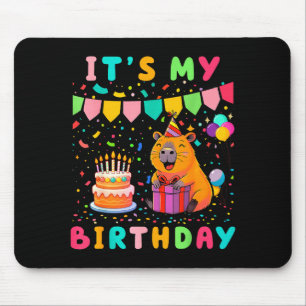 Its My Birthday Girls Capybara Lovers Birthday Par Mouse Pad