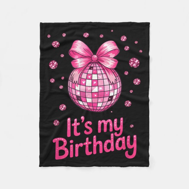 Its My Birthday Girls Women Groovy Birthday Party  Fleece Blanket (Front)