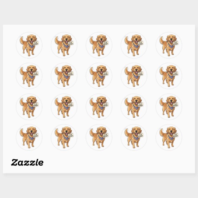 It's My Birthday Golden Retriever Dog Sticker (Sheet)