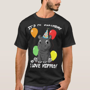 Its My Birthday I Love Hippos Girls Birthday Party T-Shirt