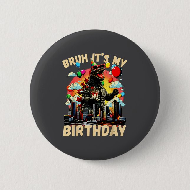 It's My Birthday Kaiju Birthday Party Japan Monste 6 Cm Round Badge (Front)