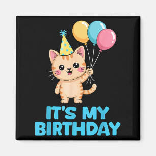 Its My Birthday Kawaii Cat Magnet