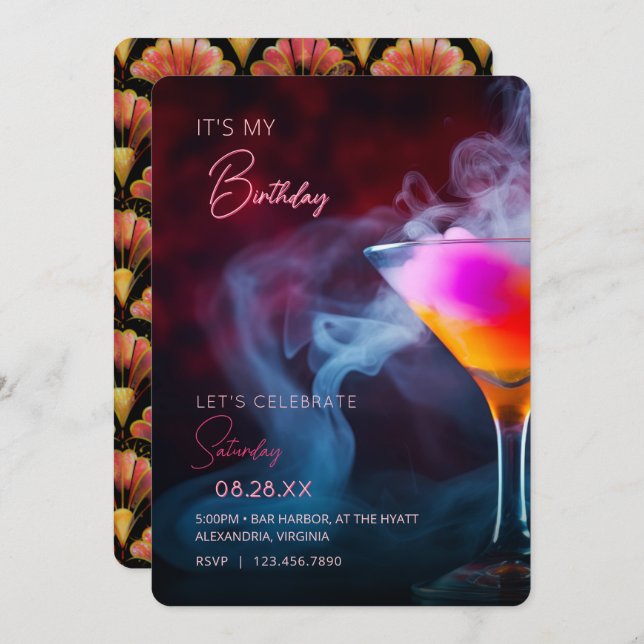 It's My Birthday Let's Celebrate Cocktail Invite (Front/Back)