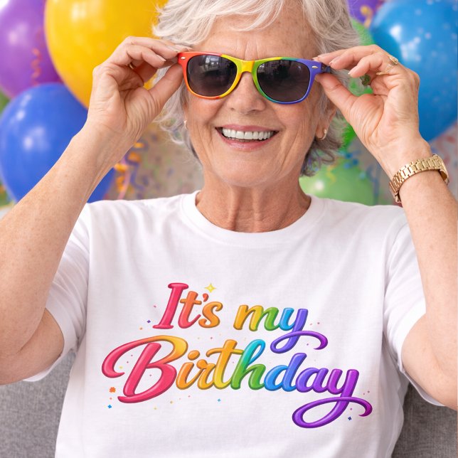It's my Birthday multi coloured rainbow T-Shirt (Creator Uploaded)