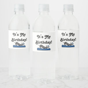 It's My Birthday Narwhal Water Bottle Label