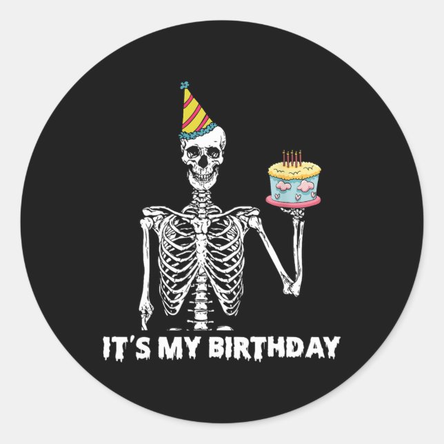 It's My Birthday Party Happy Halloween Birthday  Classic Round Sticker (Front)