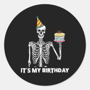 It's My Birthday Party Happy Halloween Birthday  Classic Round Sticker