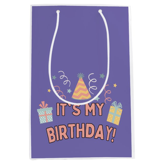 It's my Birthday party hat gift celebration Medium Gift Bag (Front)