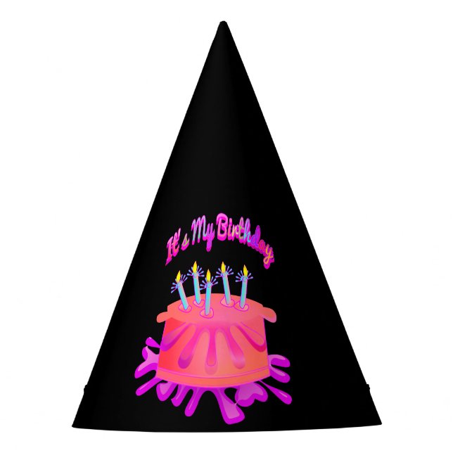 It's My Birthday! Pink Cake Party Hat (Front)