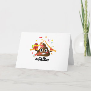 It's My Birthday Poop Emoji  kids Boy Party Card