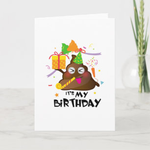 It's My Birthday Poop Emoji  kids Girl Party Card