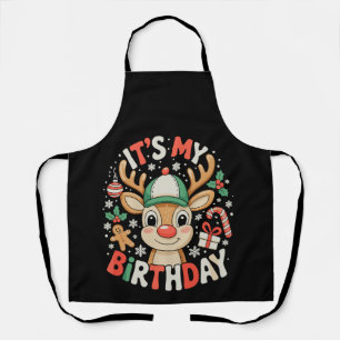 It's My Birthday Reindeer Christmas Xmas Holiday Apron