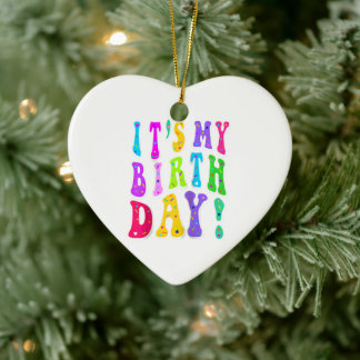 It's My Birthday Retro Groovy For Girls  Ceramic Ornament