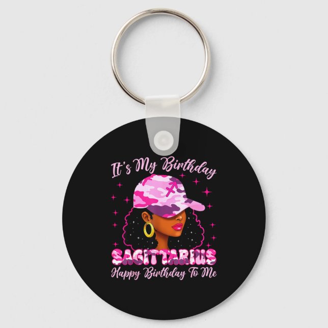It's My Birthday Sagittarius Black Woman Nk Camo  Key Ring (Front)