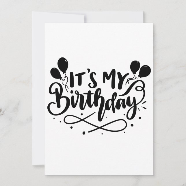 It's My Birthday Script Design - Whimsical Balloon Invitation (Front)