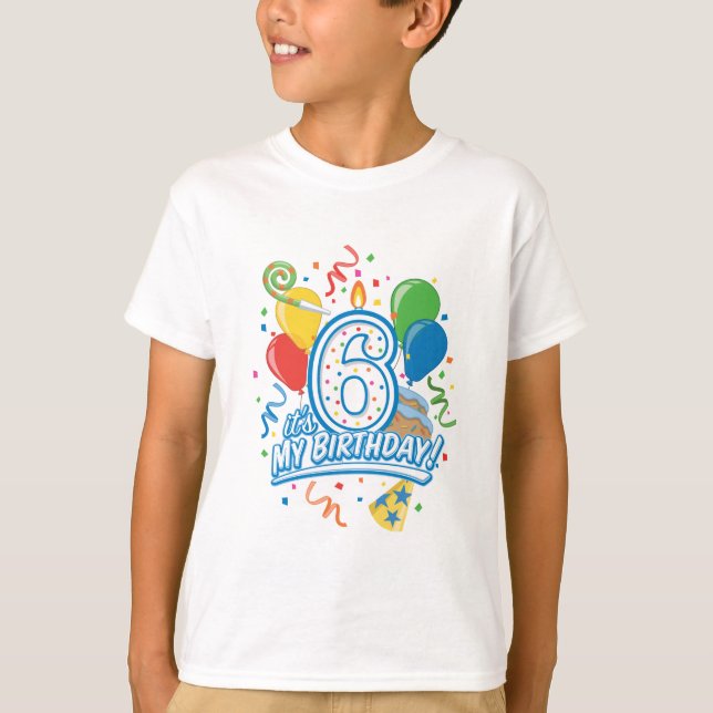 It's My Birthday! Six Years Old Boy's Tee (Front)
