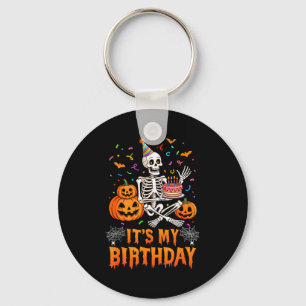 Its My Birthday Skeleton Happy Halloween Birthday Key Ring