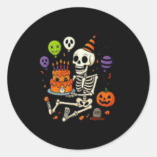 Its My Birthday Skeleton Happy Halloween Party Fun Classic Round Sticker