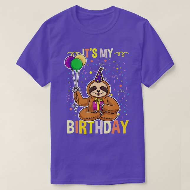 Its My Birthday Sloth Animal  T-Shirt (Design Front)