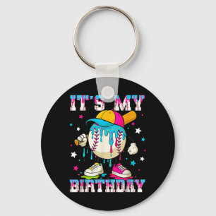 Its My Birthday Stuff Baseball Ice Cream Drip Key Ring