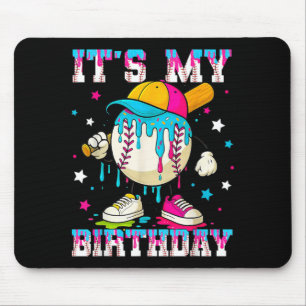 Its My Birthday Stuff Baseball Ice Cream Drip Mouse Pad