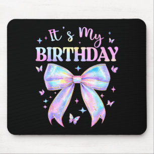 It's My Birthday Tie Dye Coquette Bow Butterfly Bi Mouse Pad