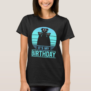 Its My Birthday Vintage Sunset Dogs Blue Birthday T-Shirt