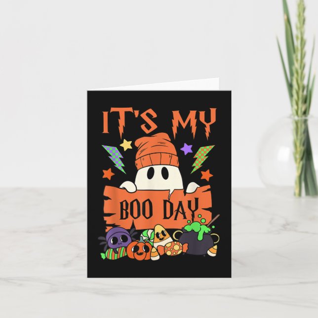 Its My Boo Day Booday Kids Cute Ghost Birthday Gho Card (Front)