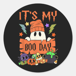 Its My Boo Day Booday Kids Cute Ghost Birthday Gho Classic Round Sticker
