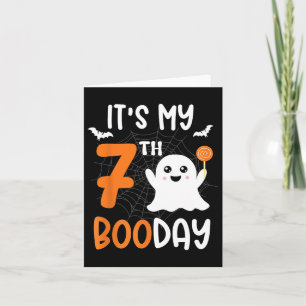 Its My Boo Day Cute Halloween 7th Birthday Ghost B Card