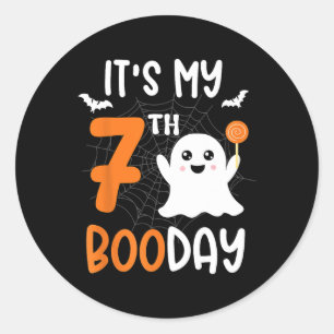 Its My Boo Day Cute Halloween 7th Birthday Ghost B Classic Round Sticker