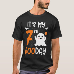 Its My Boo Day Cute Halloween 7th Birthday Ghost B T-Shirt