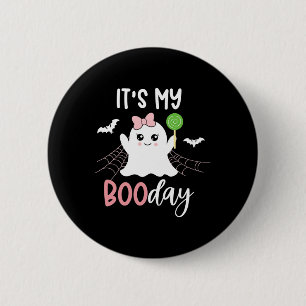 Its My Boo Day Cute Halloween Birthday Ghost Pink  6 Cm Round Badge
