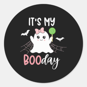 Its My Boo Day Cute Halloween Birthday Ghost Pink  Classic Round Sticker