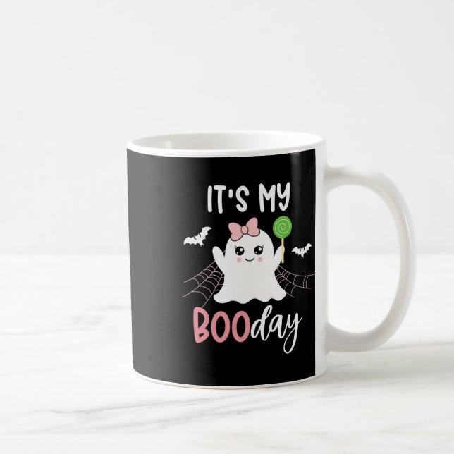 Its My Boo Day Cute Halloween Birthday Ghost Pink  Coffee Mug (Right)