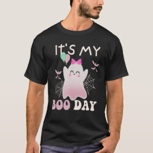 Its My Boo Day Cute Halloween Birthday Ghost Pink  T-Shirt