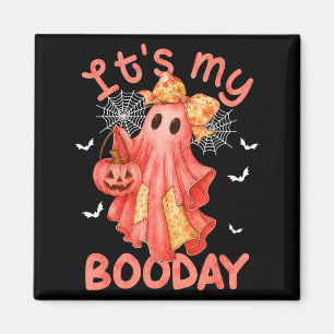 Its My Boo Day Halloween Pink Denim Birthday Ghost Magnet
