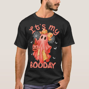 Its My Boo Day Halloween Pink Denim Birthday Ghost T-Shirt