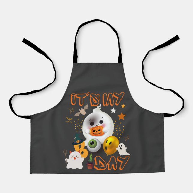 It's My Boo Day Kids Cute Halloween Birthday Ghost Apron (Front)