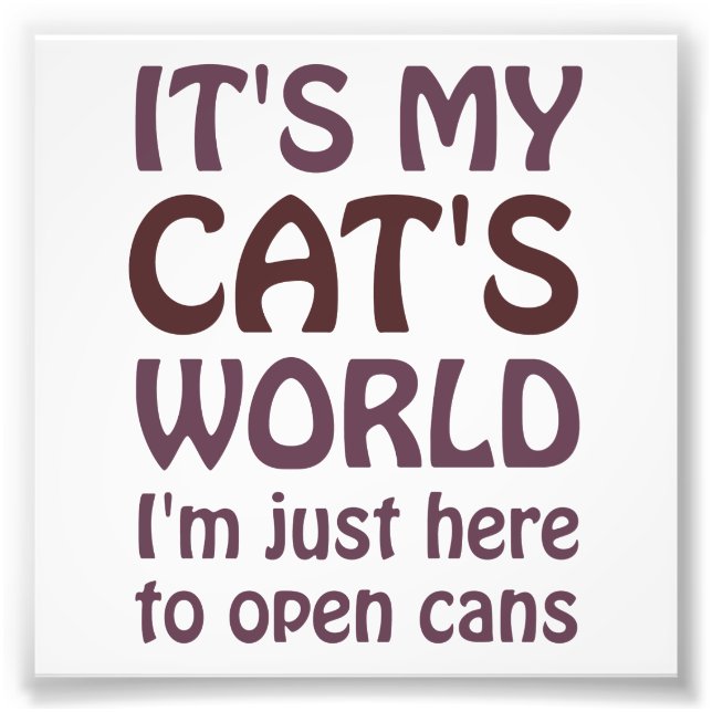 Its My Cats World - I Just Open Cans Photo Print (Front)